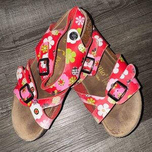 Papillo Red Ladybug Flower Birkenstock Sandals Print Size 1